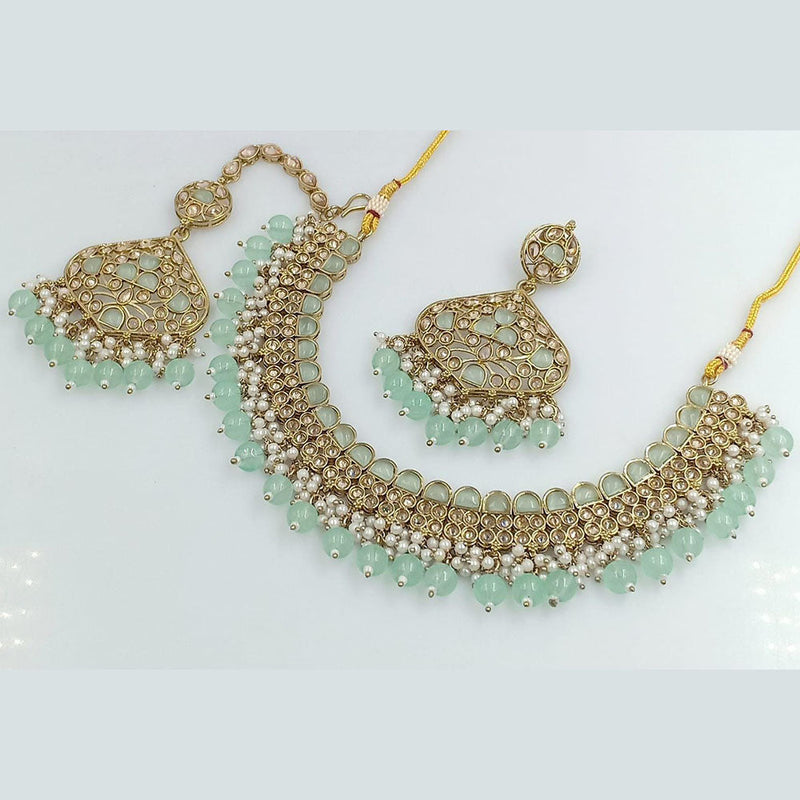 Rani Sati Jewels Gold Plated Crystal Stone And Beads Necklace Set