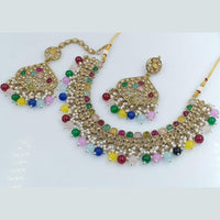 Rani Sati Jewels Gold Plated Crystal Stone And Beads Necklace Set