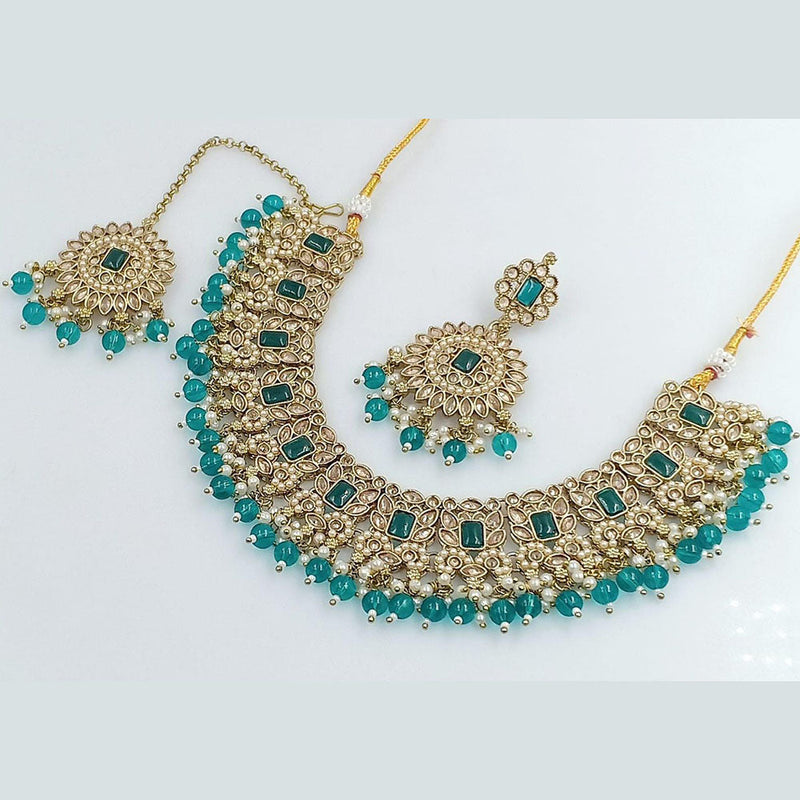 Rani Sati Jewels Gold Plated Crystal Stone And Beads Necklace Set