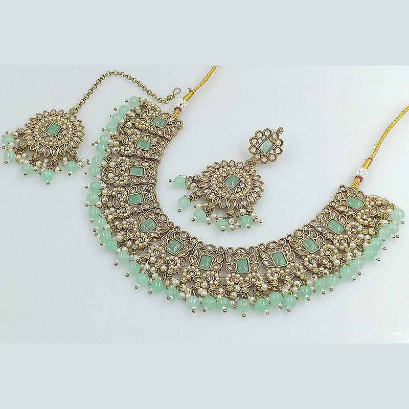 Rani Sati Jewels Gold Plated Crystal Stone And Beads Necklace Set