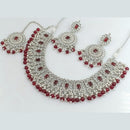 Rani Sati Jewels Silver  Plated Crystal Stone And Beads Necklace Set