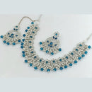 Rani Sati Jewels Silver  Plated Crystal Stone And Beads Necklace Set