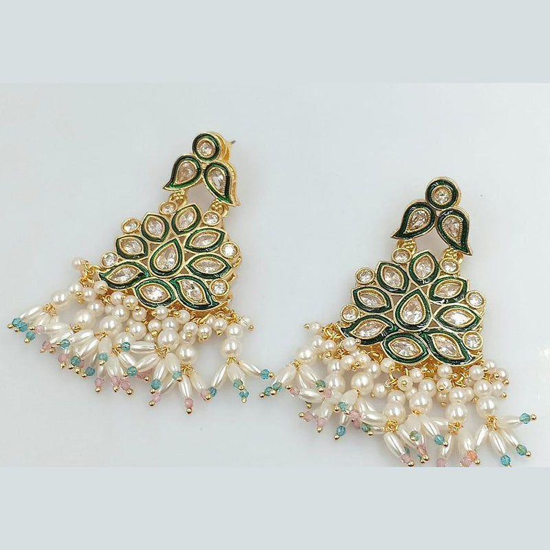 Rani Sati Jewels Gold Plated Crystal Stone And Pearls Dangler Earrings