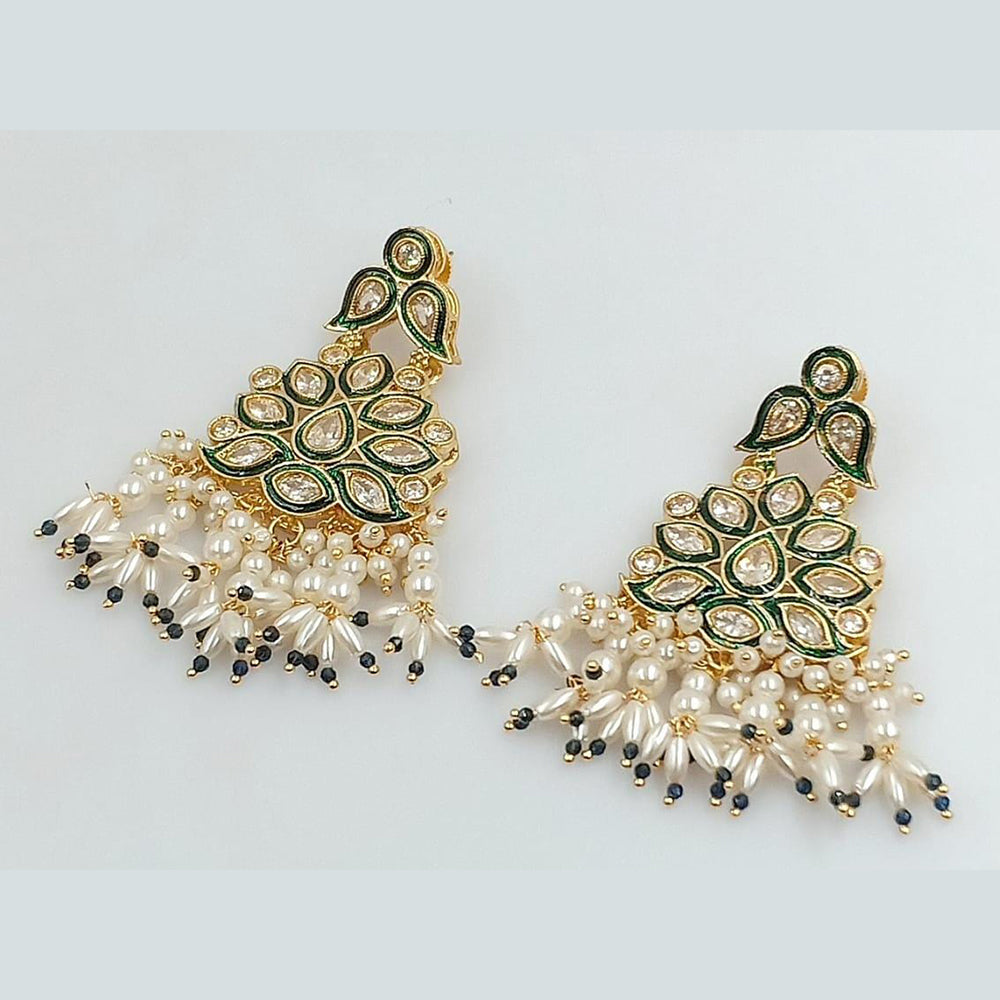 Rani Sati Jewels Gold Plated Crystal Stone And Pearls Dangler Earrings