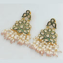 Rani Sati Jewels Gold Plated Crystal Stone And Pearls Dangler Earrings