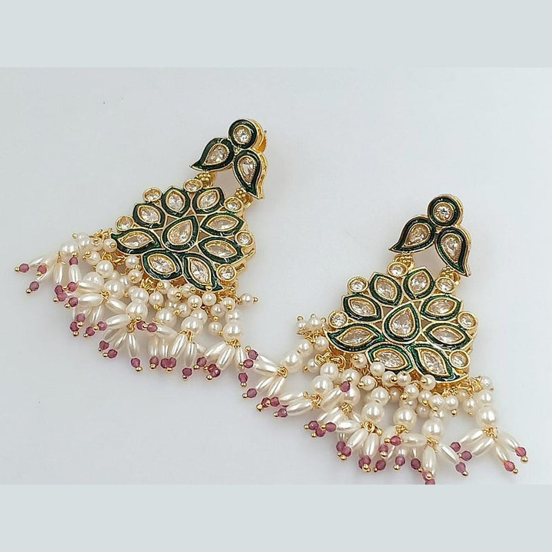 Rani Sati Jewels Gold Plated Crystal Stone And Pearls Dangler Earrings