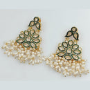 Rani Sati Jewels Gold Plated Crystal Stone And Pearls Dangler Earrings
