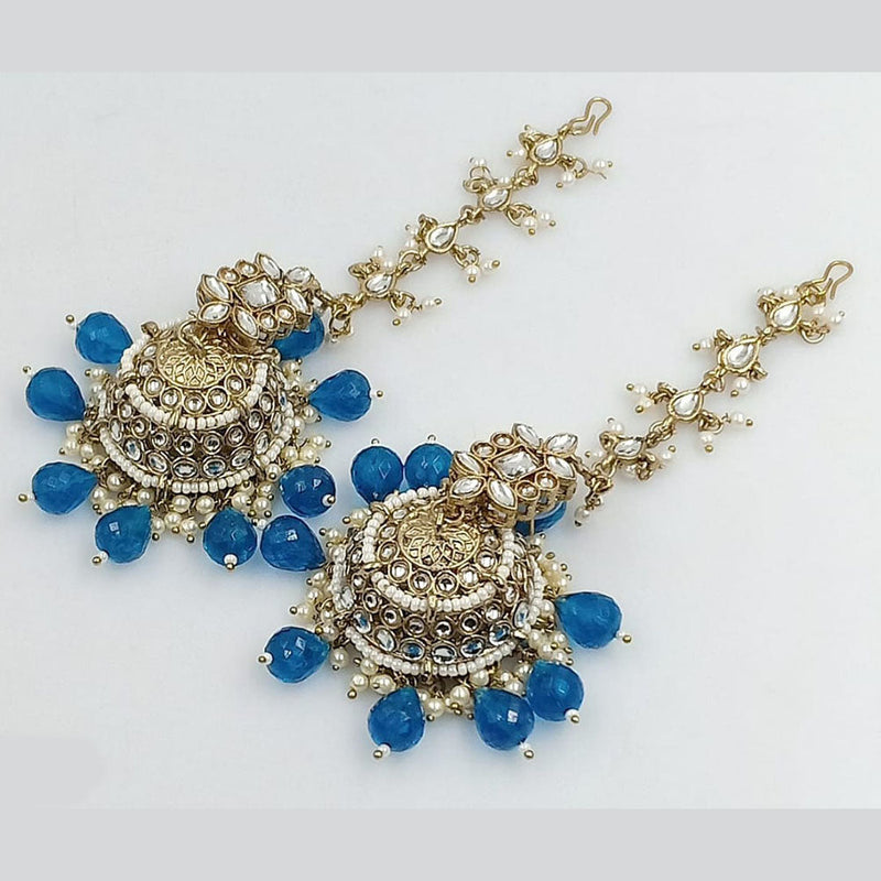 Rani Sati Jewels Gold Plated Crystal Stone Kanchain Jhumki Earrings