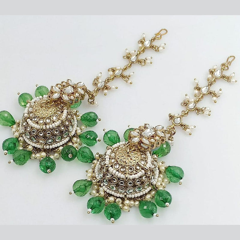 Rani Sati Jewels Gold Plated Crystal Stone Kanchain Jhumki Earrings