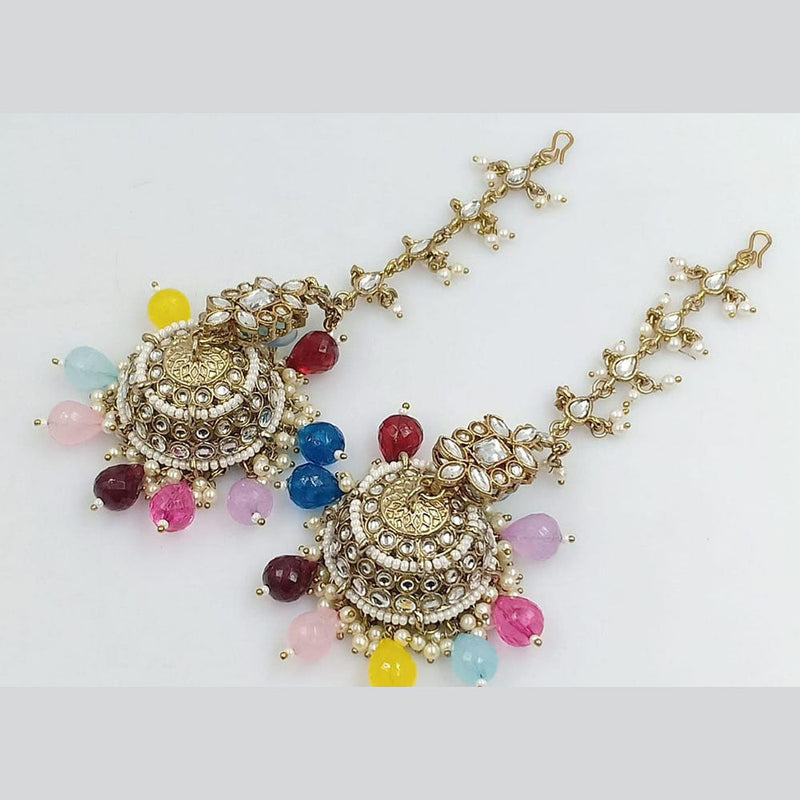 Rani Sati Jewels Gold Plated Crystal Stone Kanchain Jhumki Earrings