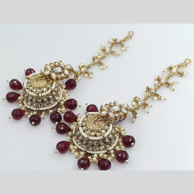 Rani Sati Jewels Gold Plated Crystal Stone Kanchain Jhumki Earrings