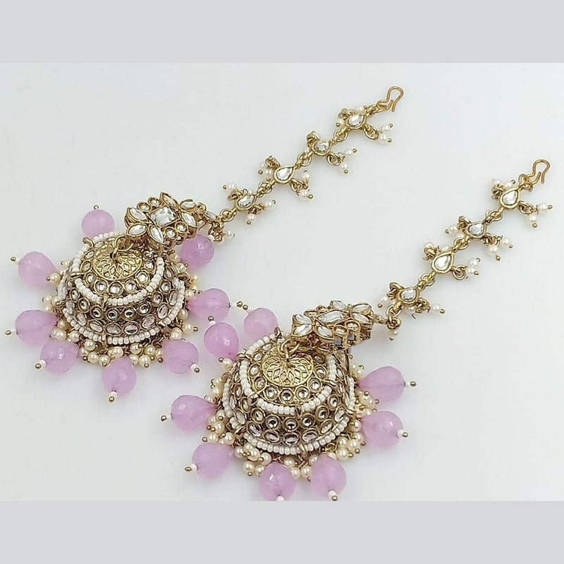 Rani Sati Jewels Gold Plated Crystal Stone Kanchain Jhumki Earrings