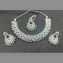 Rani Sati Jewels Silver Plated Crystal Stone And Pearls Necklace Set