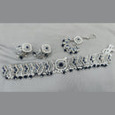 Rani Sati Jewels Silver Plated Crystal Stone And Pearls Choker Necklace Set