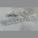 Rani Sati Jewels Silver Plated Crystal Stone And Pearls Choker Necklace Set