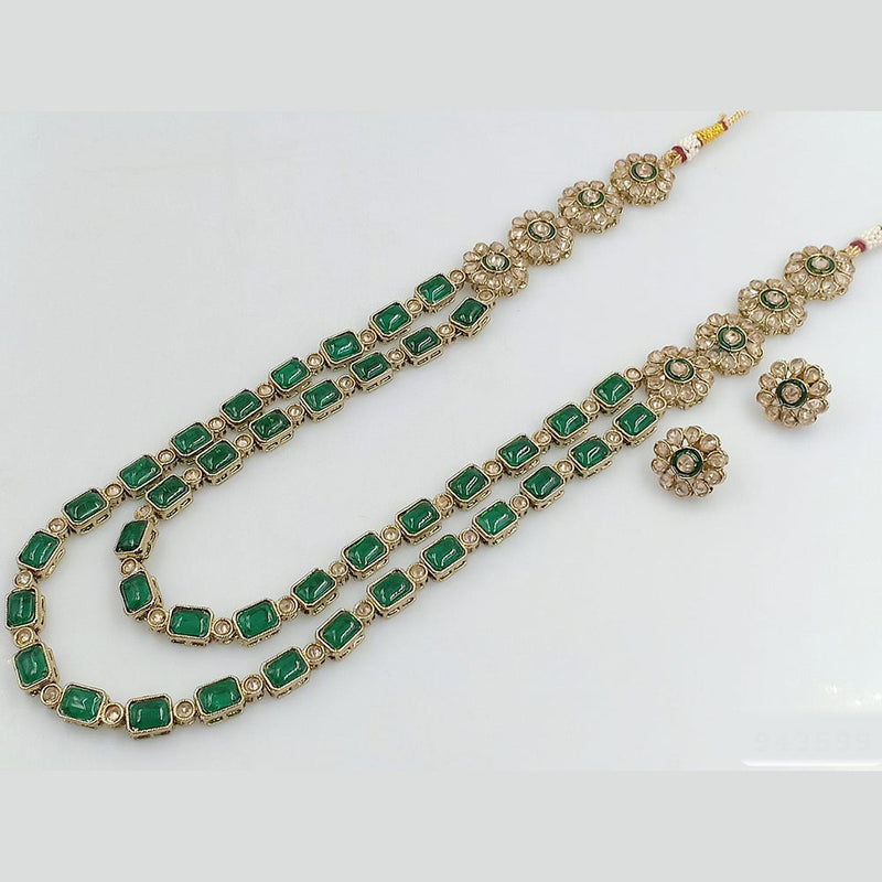 Rani Sati Jewels Gold Plated Crystal Stone Long Necklace Set