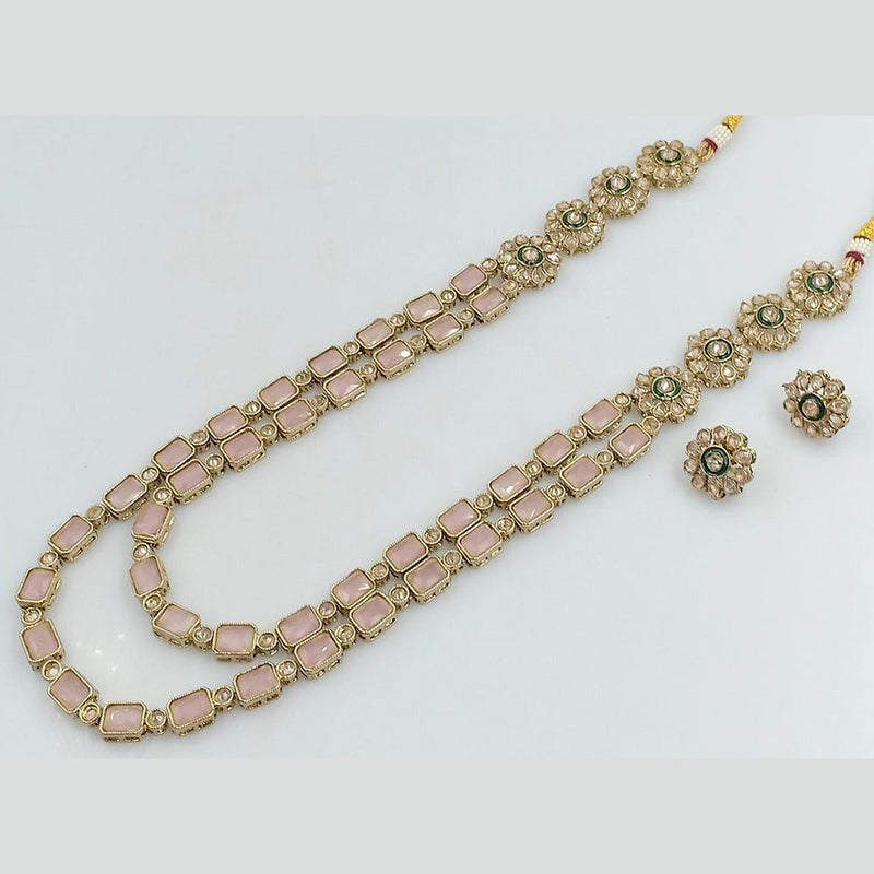 Rani Sati Jewels Gold Plated Crystal Stone Long Necklace Set