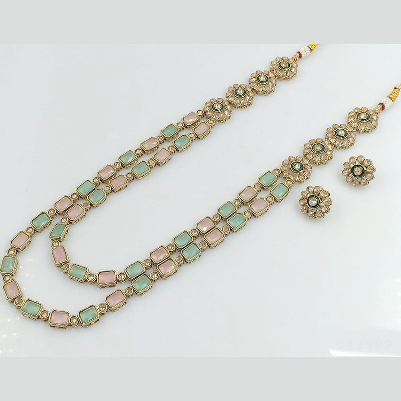 Rani Sati Jewels Gold Plated Crystal Stone Long Necklace Set