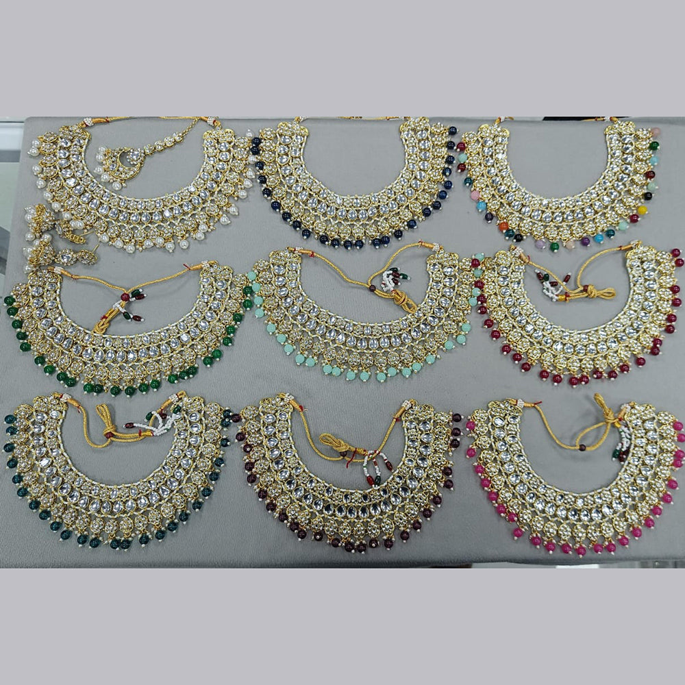 Rani Sati Jewels Gold Plated Kundan And Pearl Choker Necklace Set