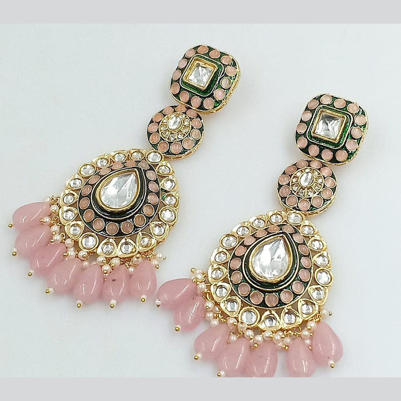 Rani Sati Jewels Gold Plated Kundan Stone And Pearl Dangler Earrings