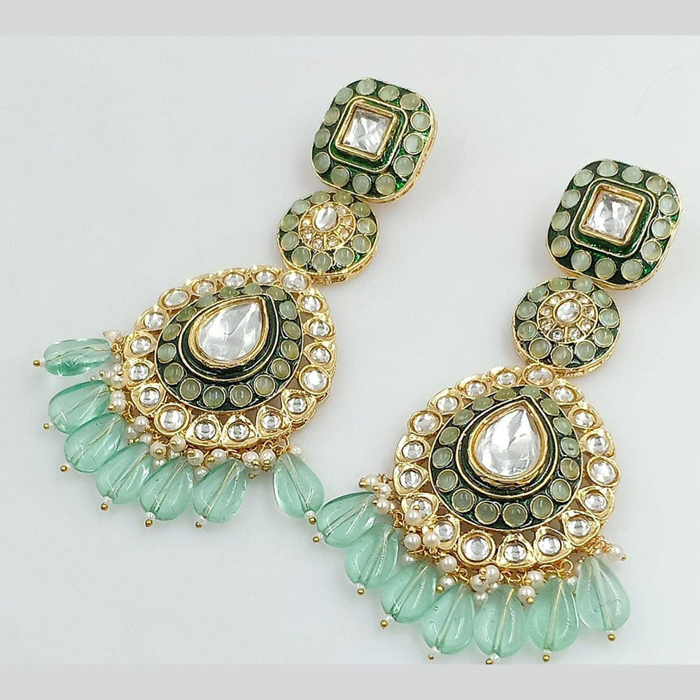 Rani Sati Jewels Gold Plated Kundan Stone And Pearl Dangler Earrings
