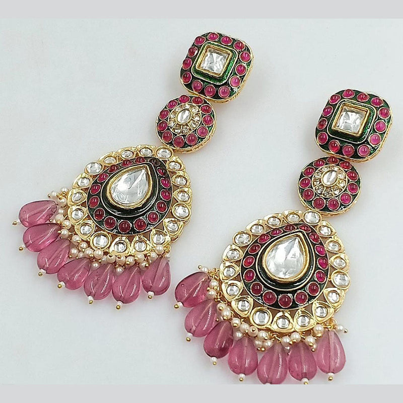 Rani Sati Jewels Gold Plated Kundan Stone And Pearl Dangler Earrings