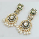 Rani Sati Jewels Gold Plated Kundan Stone And Pearl Dangler Earrings