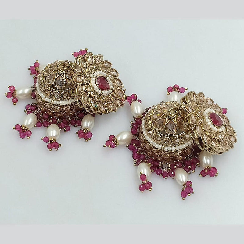 Rani Sati Jewels Gold Plated Crystal Stone Jhumki Earrings