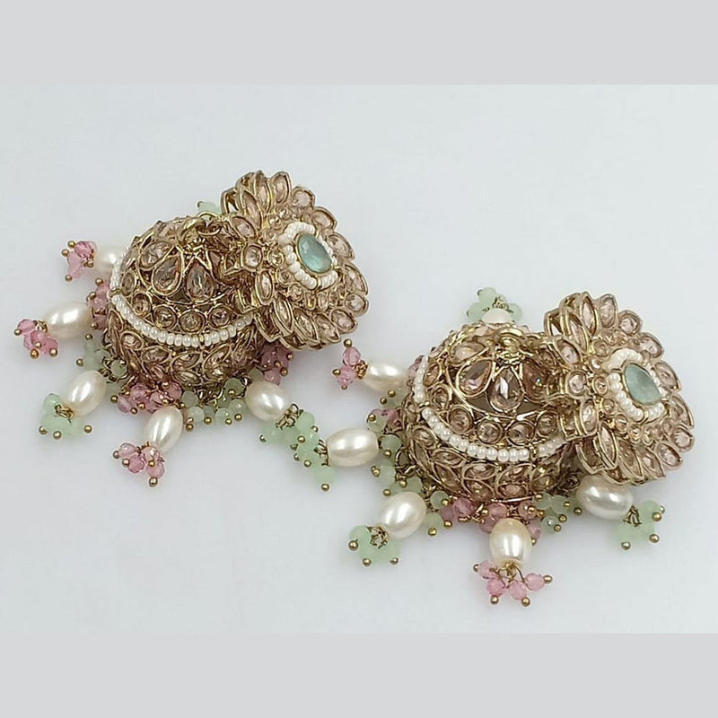 Rani Sati Jewels Gold Plated Crystal Stone Jhumki Earrings