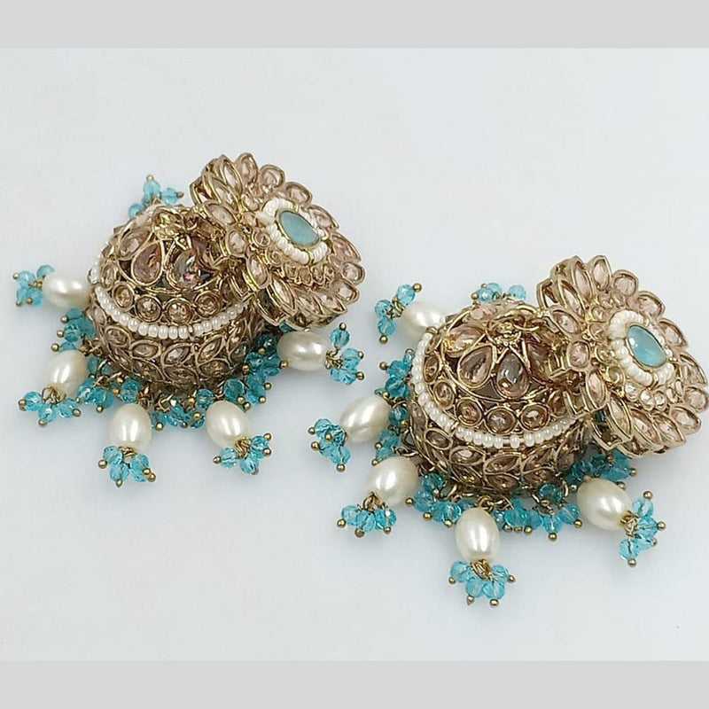 Rani Sati Jewels Gold Plated Crystal Stone Jhumki Earrings