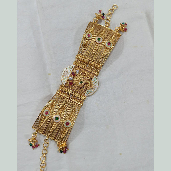 Rani Sati Jewels Gold Plated Kundan Stone And Meenakari Adjustable Bracelet