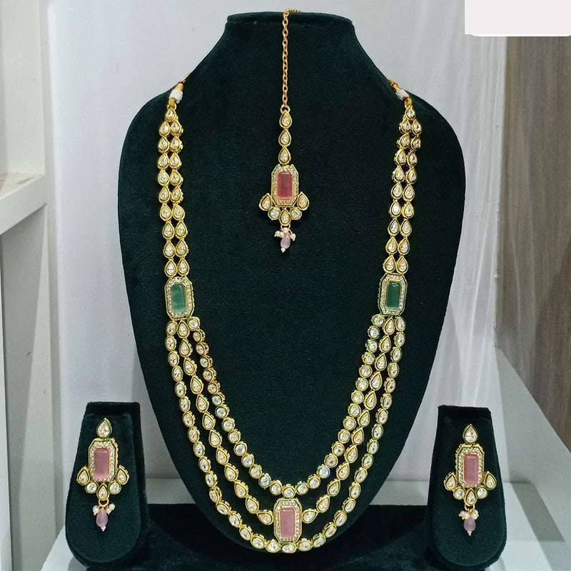 Rani Sati Jewels Gold Plated Austrian Stone Long Necklace Set