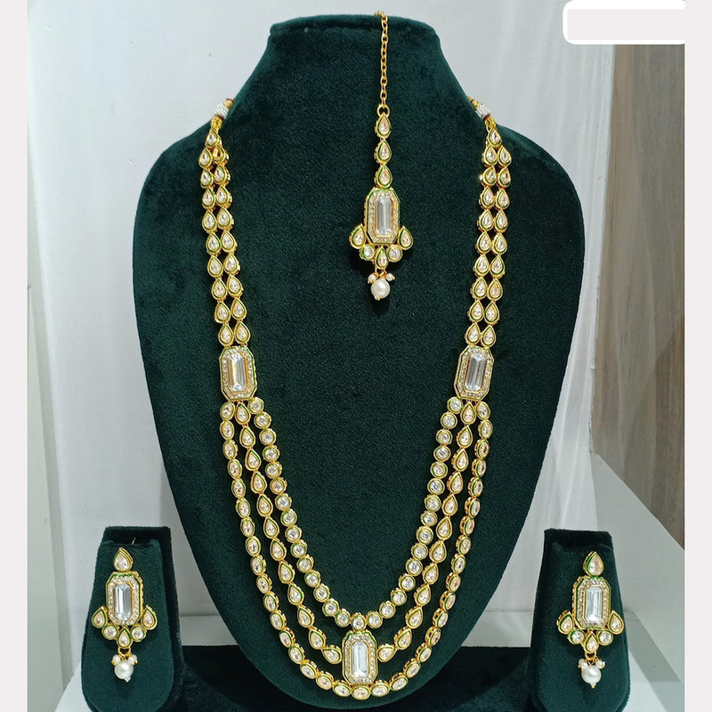 Rani Sati Jewels Gold Plated Austrian Stone Long Necklace Set