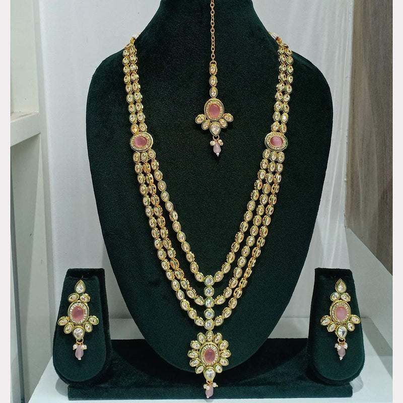 Rani Sati Jewels Gold Plated Austrian Stone Long Necklace Set