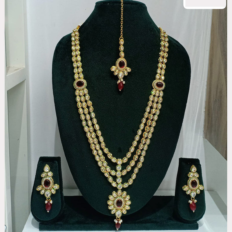 Rani Sati Jewels Gold Plated Austrian Stone Long Necklace Set