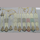 Rani Sati Jewels Gold Plated Crystal Stone And Pearls Long Necklace Set