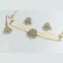Rani Sati Jewels Gold Plated Crystal Stone And Pearl Choker Necklace Set