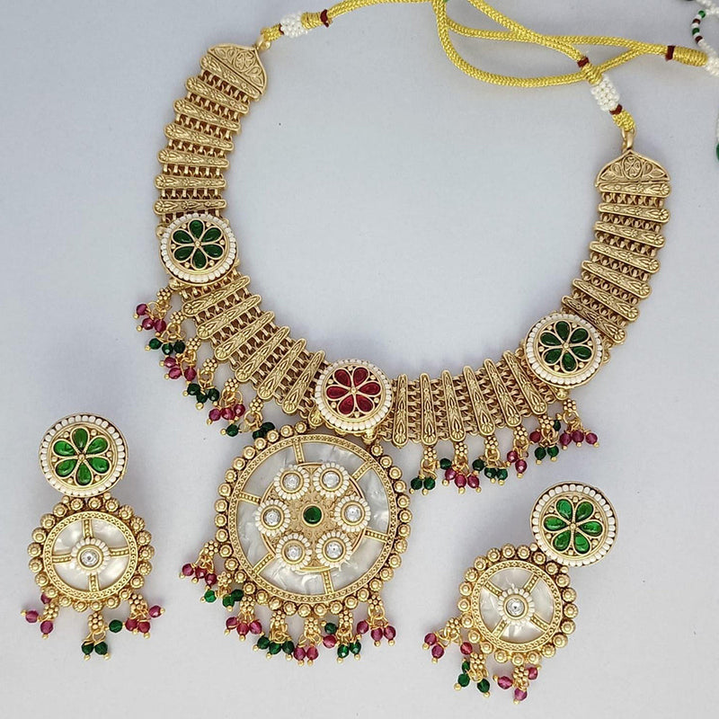 Rani Sati Jewels Gold Plated Kundan Stone And Pearls Necklace Set