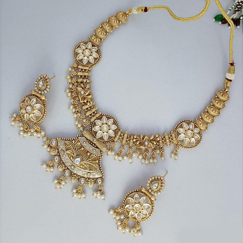 Rani Sati Jewels Gold Plated Kundan Stone And Pearls Necklace Set