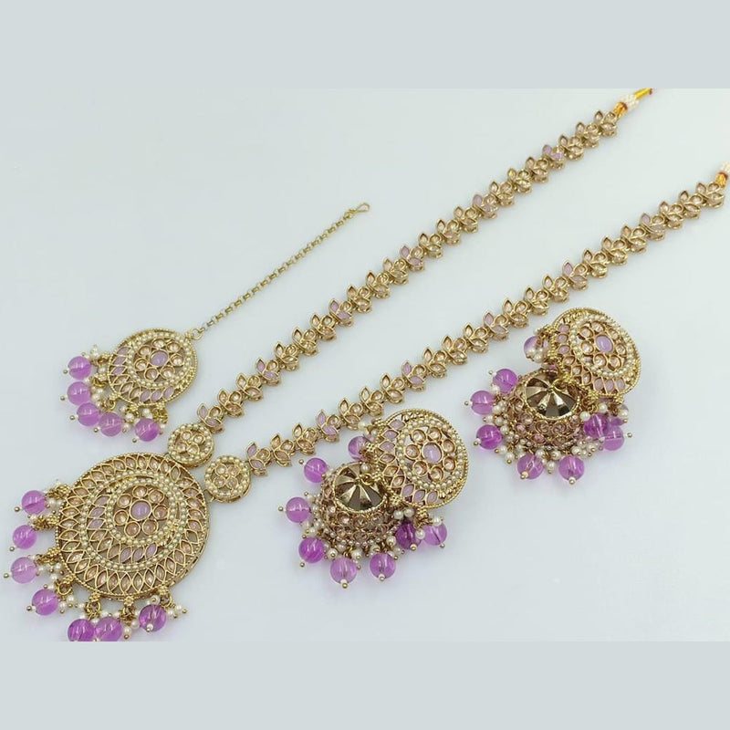 Rani Sati Jewels Gold Plated Kundan Stone And Pearls Long Necklace Set