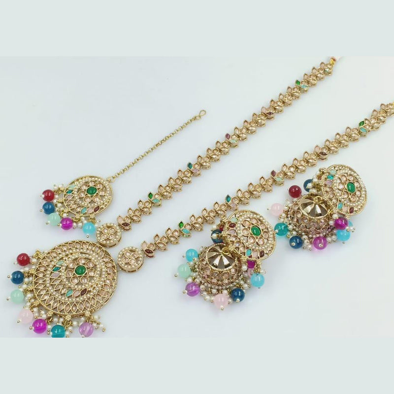 Rani Sati Jewels Gold Plated Kundan Stone And Pearls Long Necklace Set