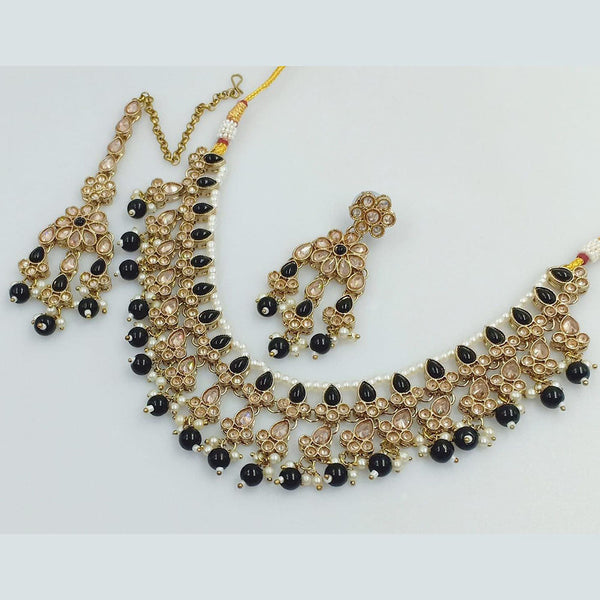 Rani Sati Jewels Gold Plated Crystal and Pearl Necklace Set