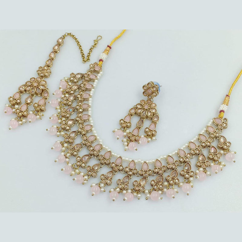 Rani Sati Jewels Gold Plated Crystal and Pearl Necklace Set