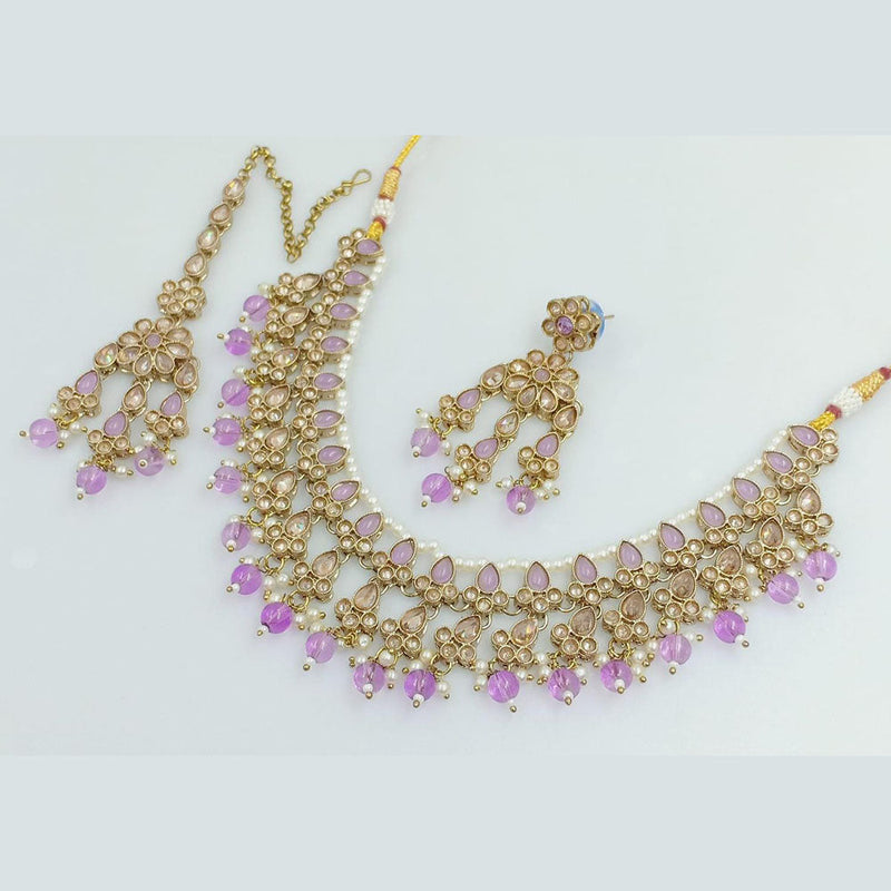 Rani Sati Jewels Gold Plated Crystal and Pearl Necklace Set