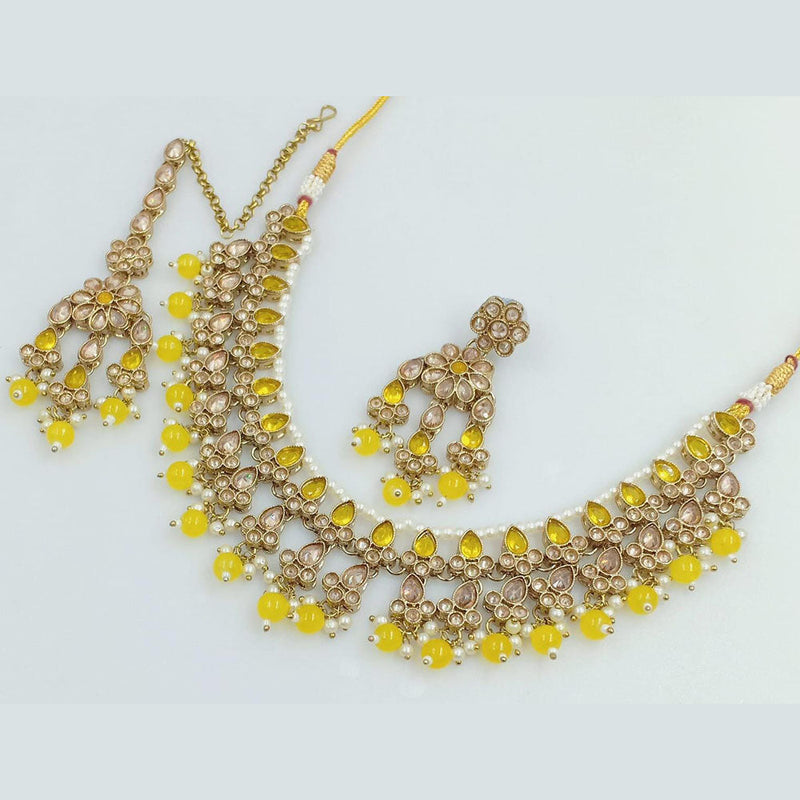 Rani Sati Jewels Gold Plated Crystal and Pearl Necklace Set