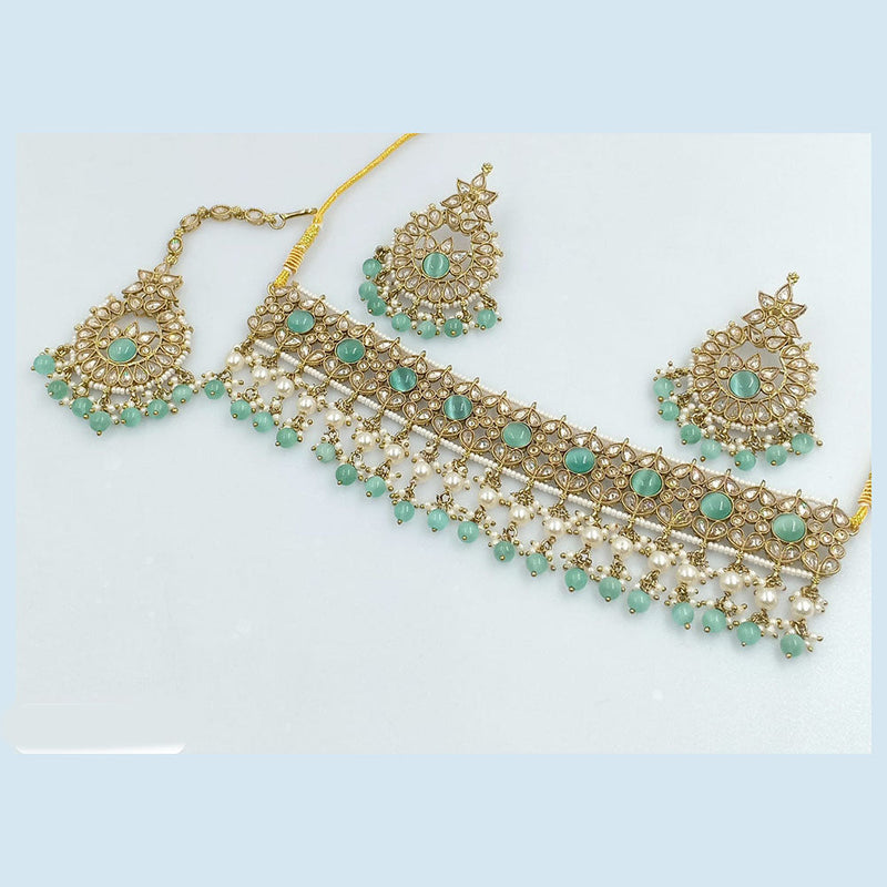 Rani Sati Jewels Gold Plated Crystal and Pearl Necklace Set