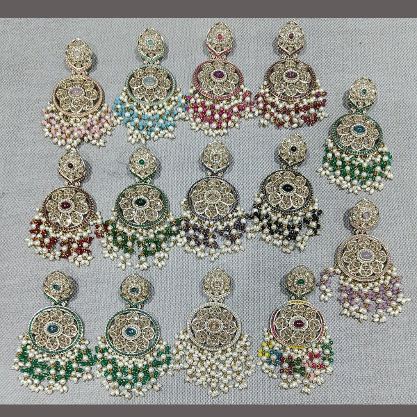 Rani Sati Jewels Gold Plated Kundan Stone And Pearls Dangler Earrings