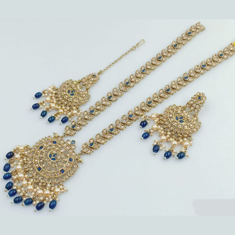 Rani Sati Jewels Gold Plated Crystal and Pearl Long Necklace Set