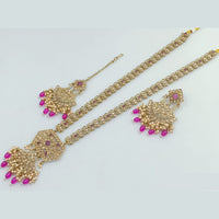 Rani Sati Jewels Gold Plated Crystal and Pearl Long Necklace Set
