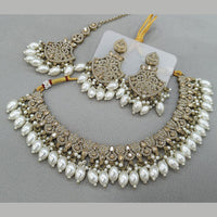 Rani Sati Jewels Gold Plated Crystal and Pearl Necklace Set